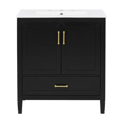 Elegant Fluted Bathroom Vanity With Sink, Soft Close Doors & Drawer