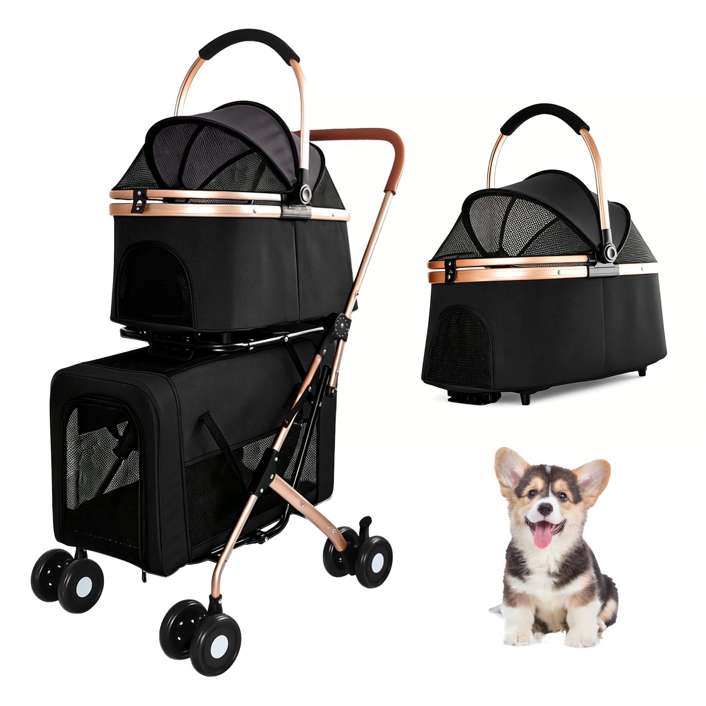Double Pet Stroller for Small and Medium Dogs and Cats