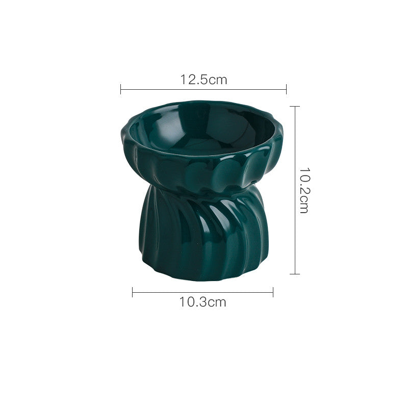 Cat Bowl Ceramic Food Basin Pet High Feet Anti-Tipping