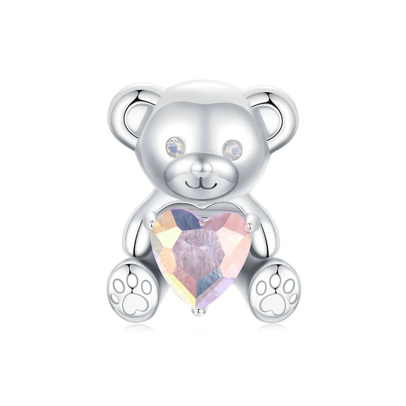 Valentine's Day Cute Bear Love Beaded S925 Sterling Silver Diy Scattered Beads Girlfriend's Accessories
