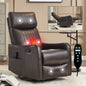 Brown Faux Leather Heat Massage Manual Recliner Chair