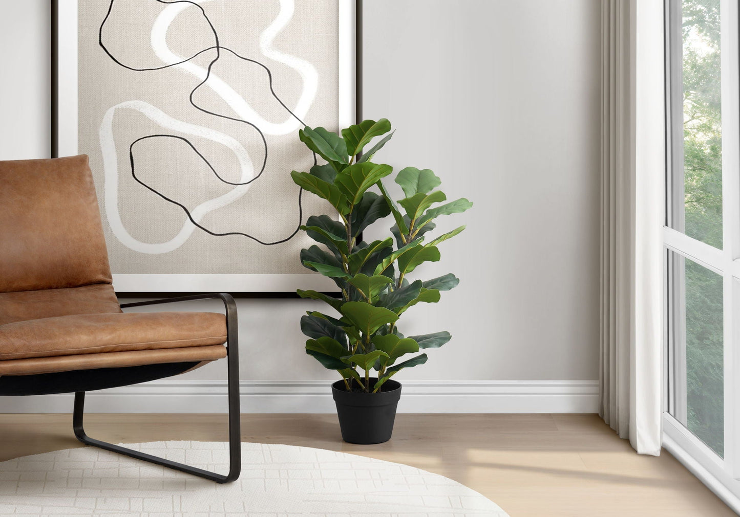 32" Tall Artificial Fiddle Tree Indoor Faux Plant
