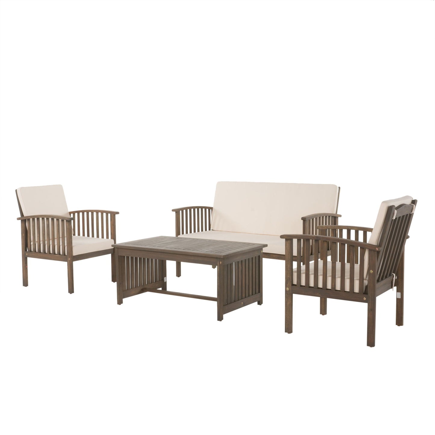 4 Piece Outdoor Chat Set With Water-Resistant Cushions