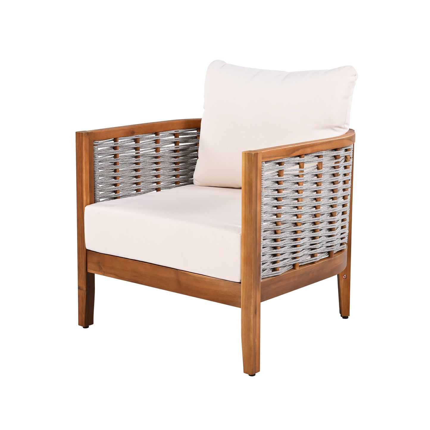 2 Pieces Outdoor Unique Tub Design Armchair with Woven Rope