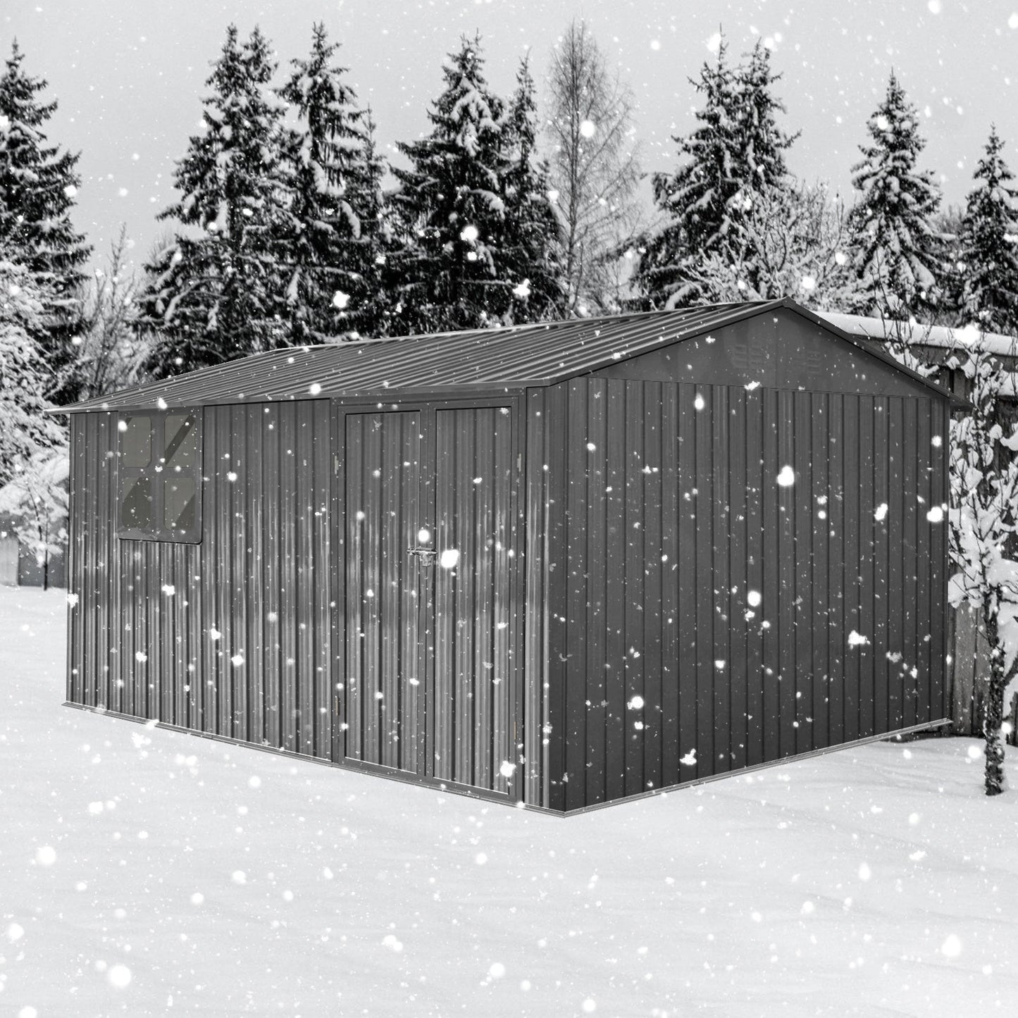 12x10 Ft Metal Garden Shed for Outdoor Storage