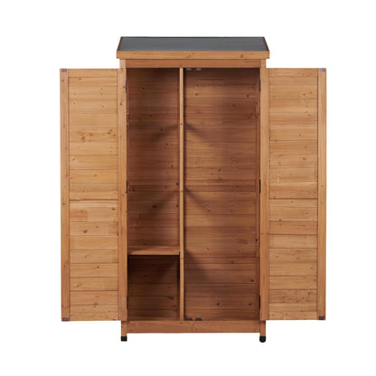 Outdoor Storage Shed With Vertical Tool Cabinet For Backyard