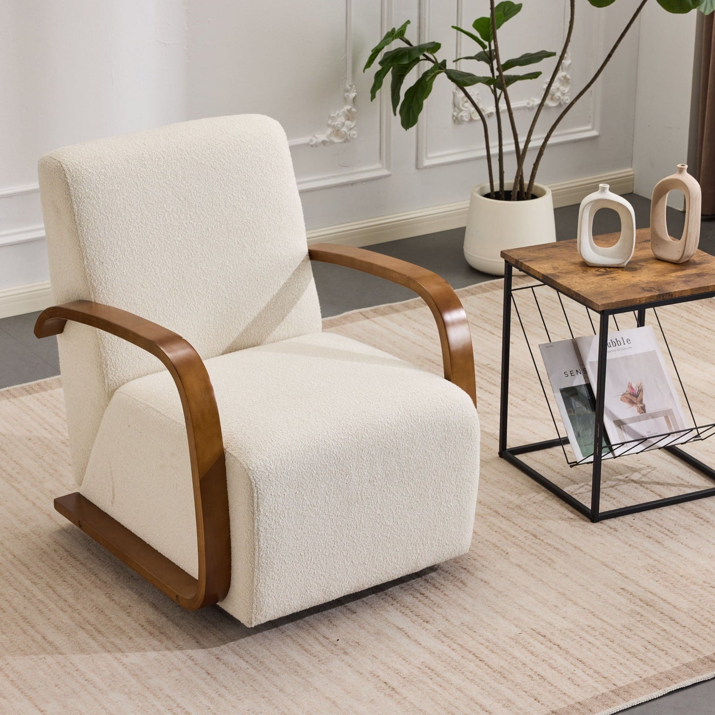 Swivel Accent Rotatable Ergonomic Single Chair For Living Room