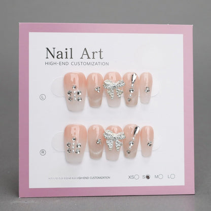 Short Butterfly Rhinestone Nails