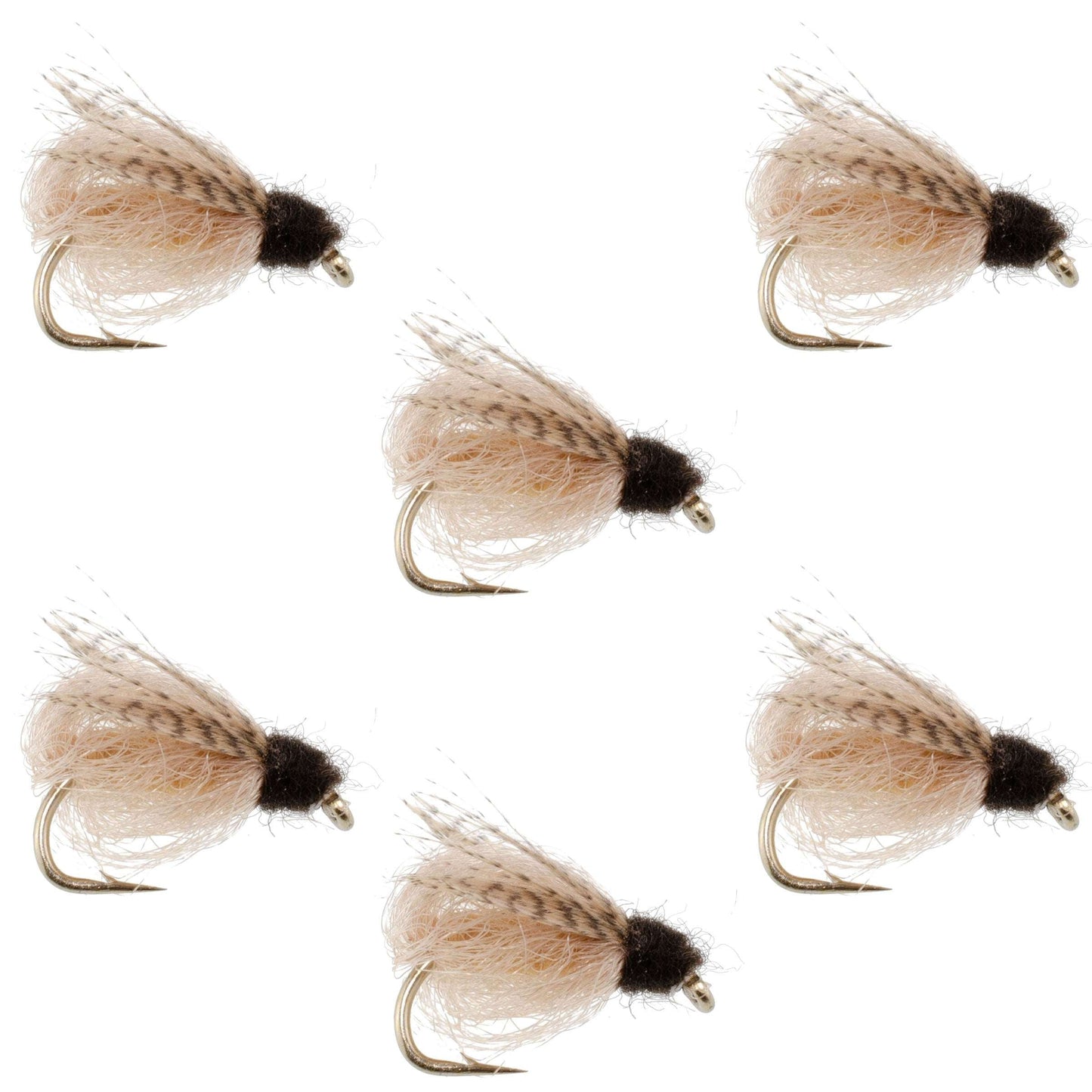 LaFontaine Tan Deep Sparkle Caddis Pupa - 6 Flies Hook Size 14