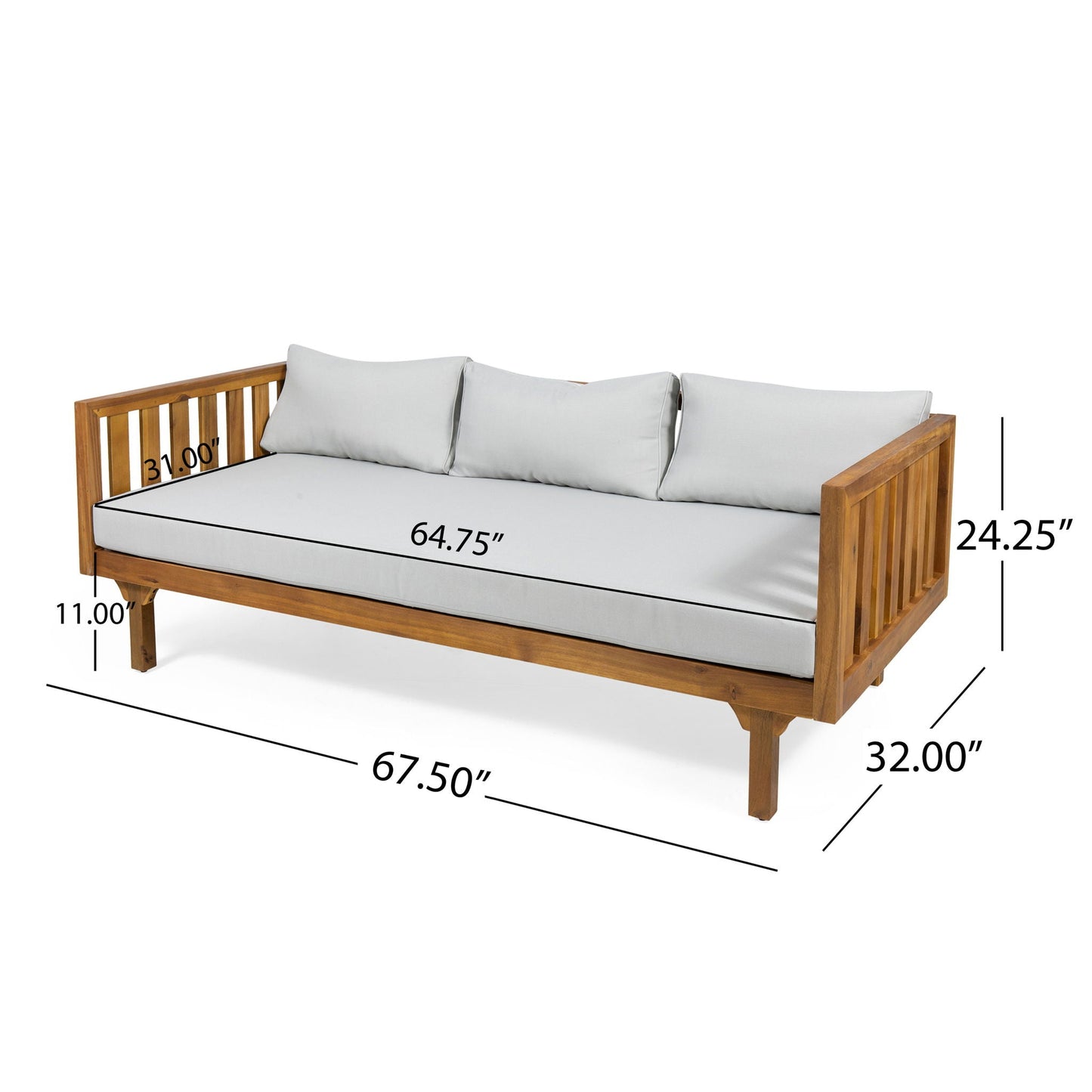Claremont 3 Seater Daybed Teak Acacia Wood Water Resistant Cushions