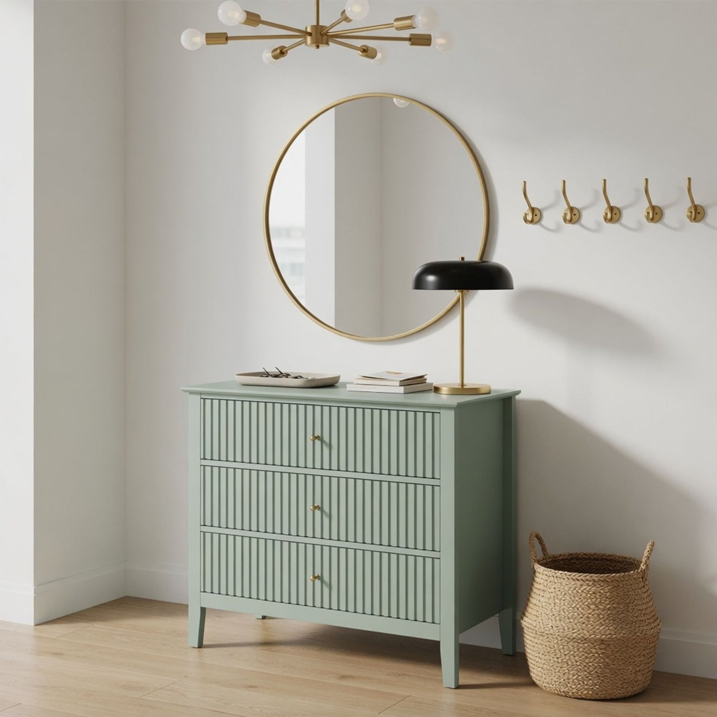 Fluted 3 Drawer Nightstand With Soft Close Slides
