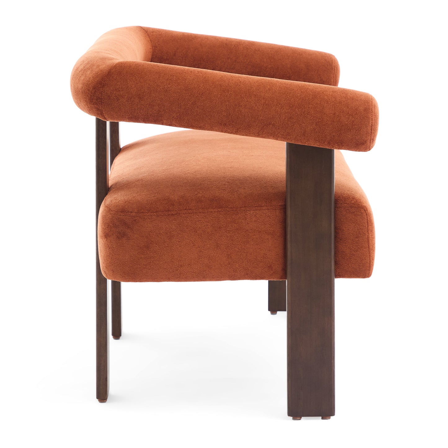 Round Armrest Loveseat (Dark Orange + Brown)