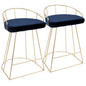 Canary - Contemporary / Glam Counter Stool (Set of 2) - Gold / Blue