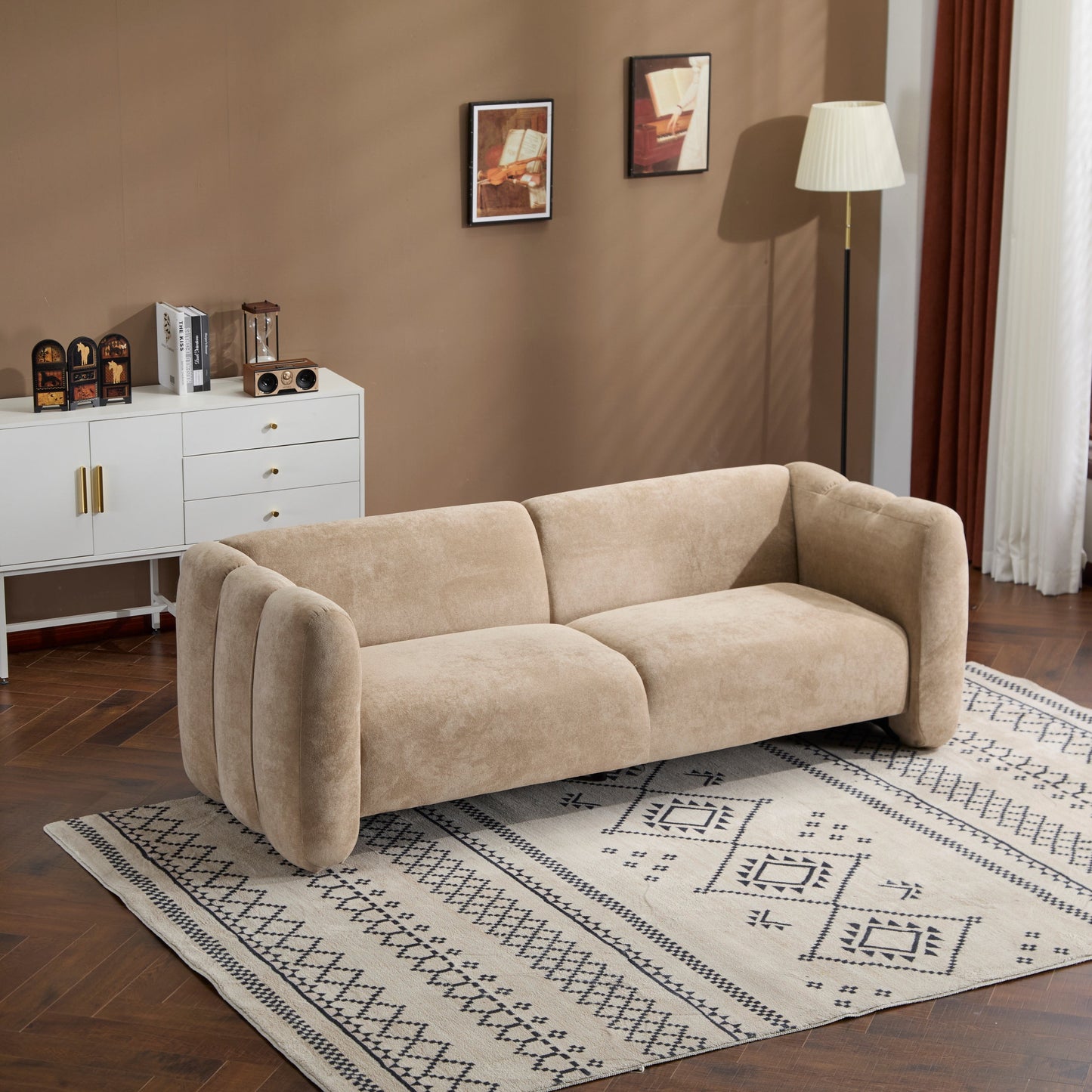 Tonson 83" 3-Seater Velvet Sofa, Wave Design