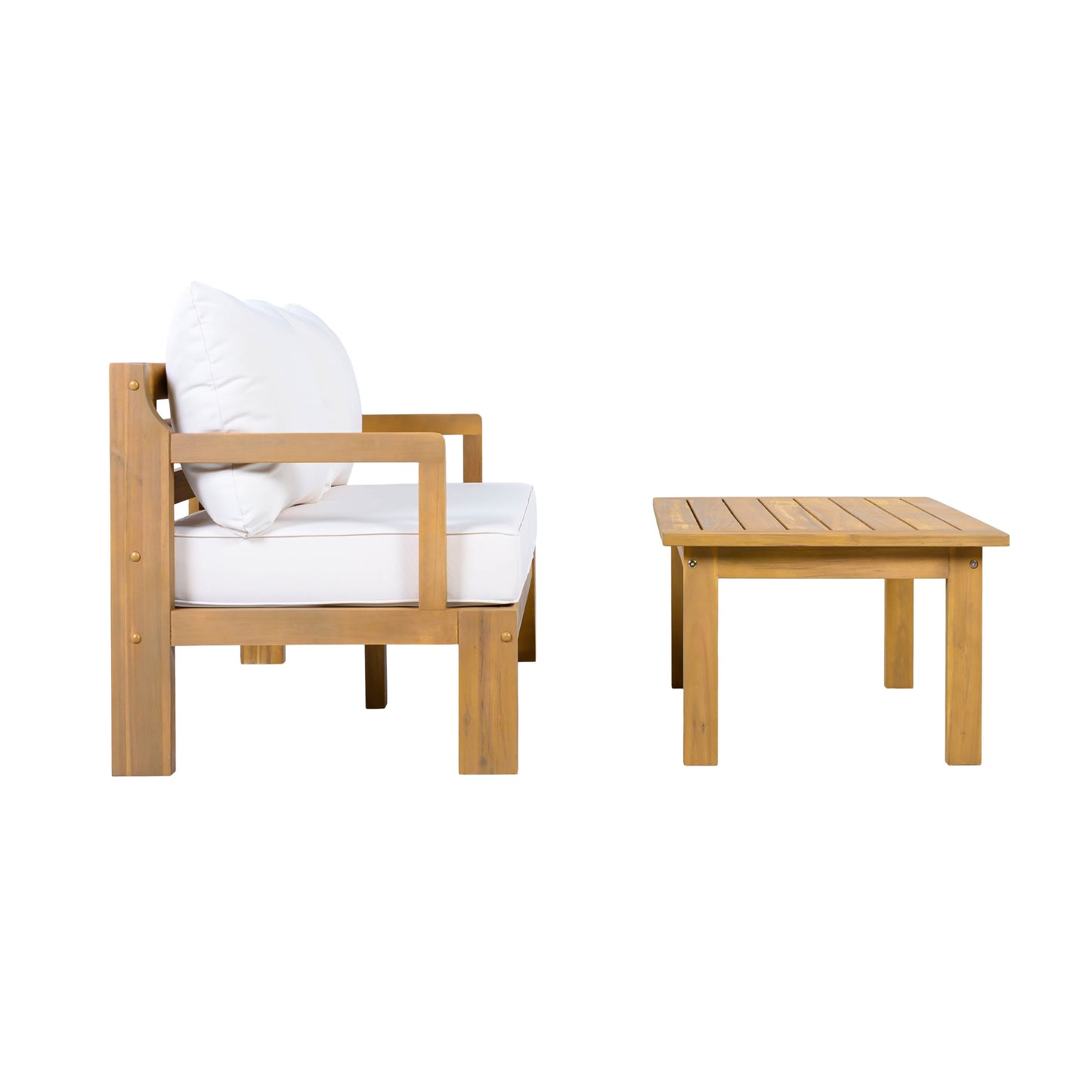 Outdoor 2-Piece Acacia Wood Patio Chat Set