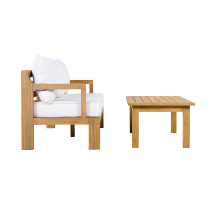 Outdoor 2-Piece Acacia Wood Patio Chat Set