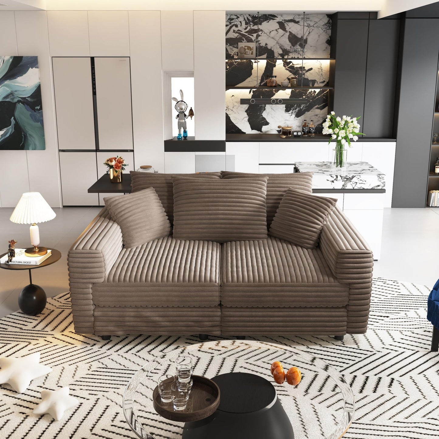 4 Seat Modern Comfy Upholstered Sofa Cloud Couch