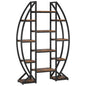 Triple Wide Oval Etagere Bookcase With Shelves For Living Room