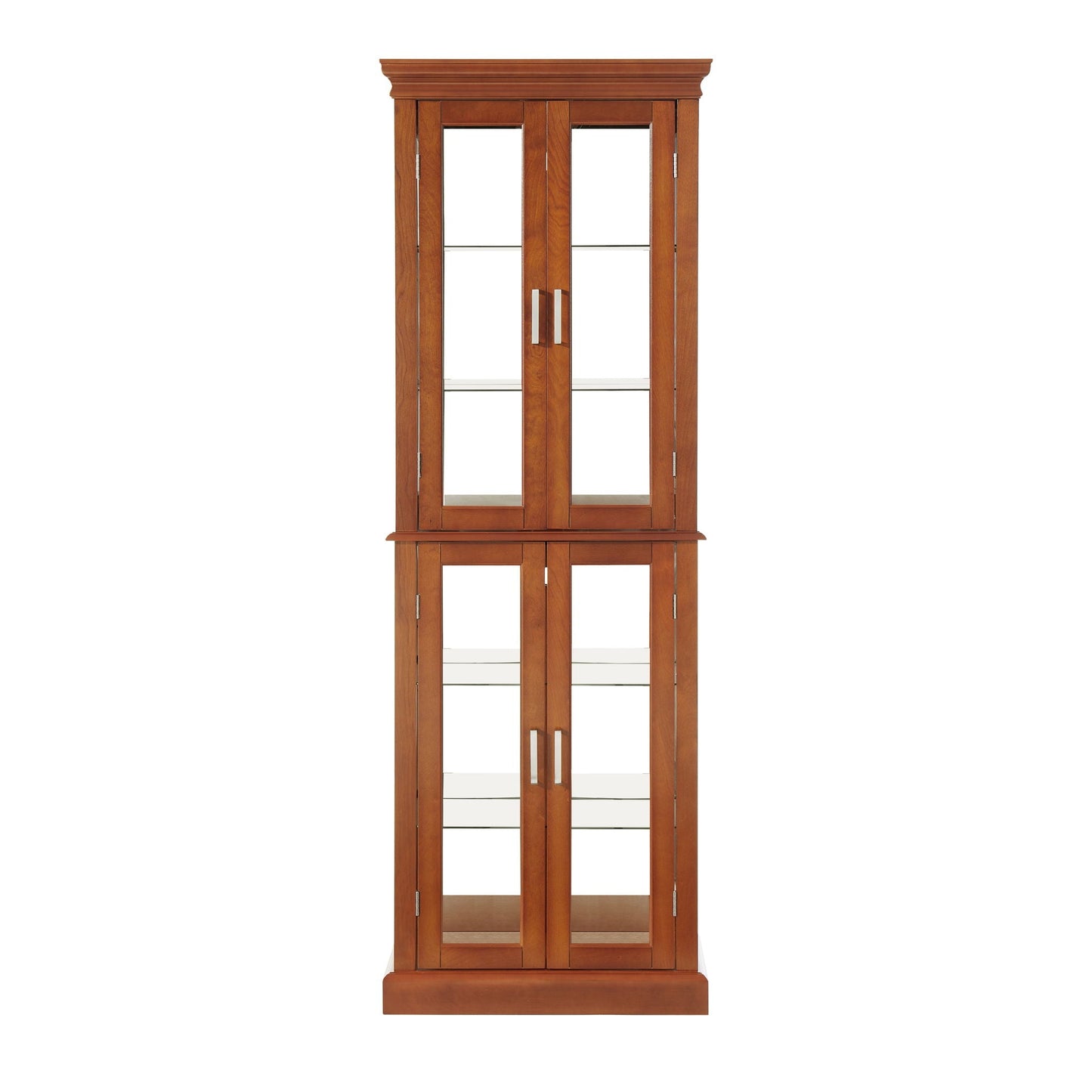 Lighted Curio Cabinet With Adjustable Shelves and Mirrored Back Panel