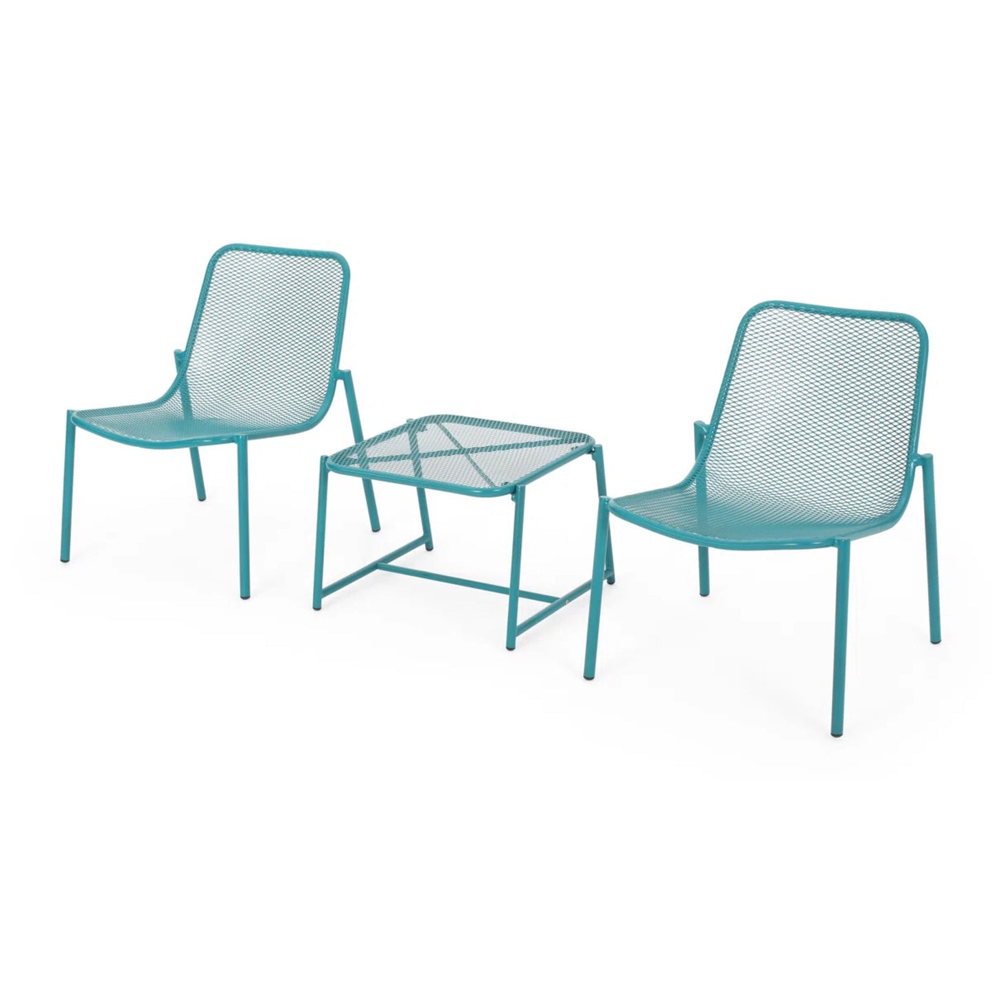 Kincaid Outdoor 3-Piece Conversation Set with Iron Frame - Teal