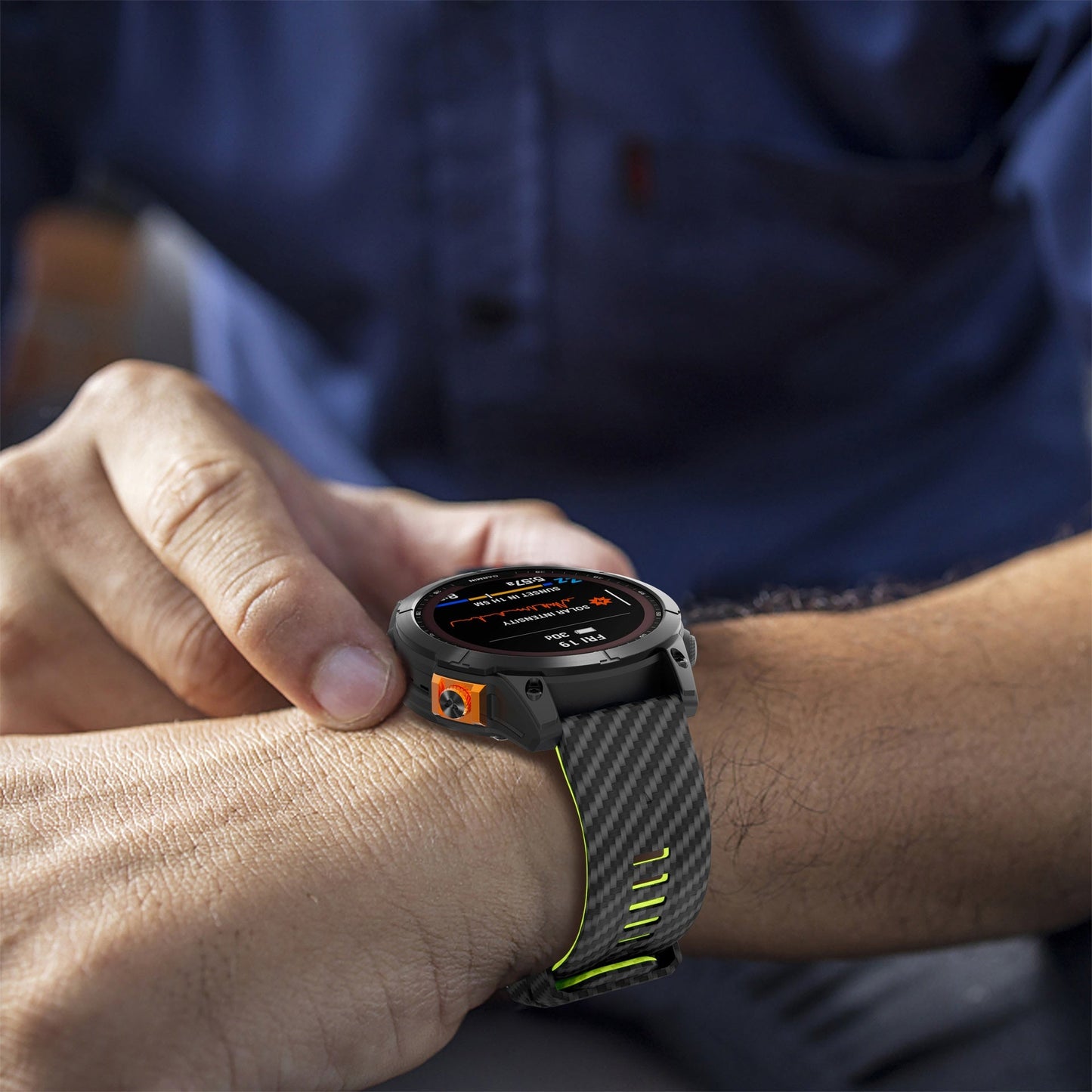 Silicone Watch Strap With Carbon Fiber Texture