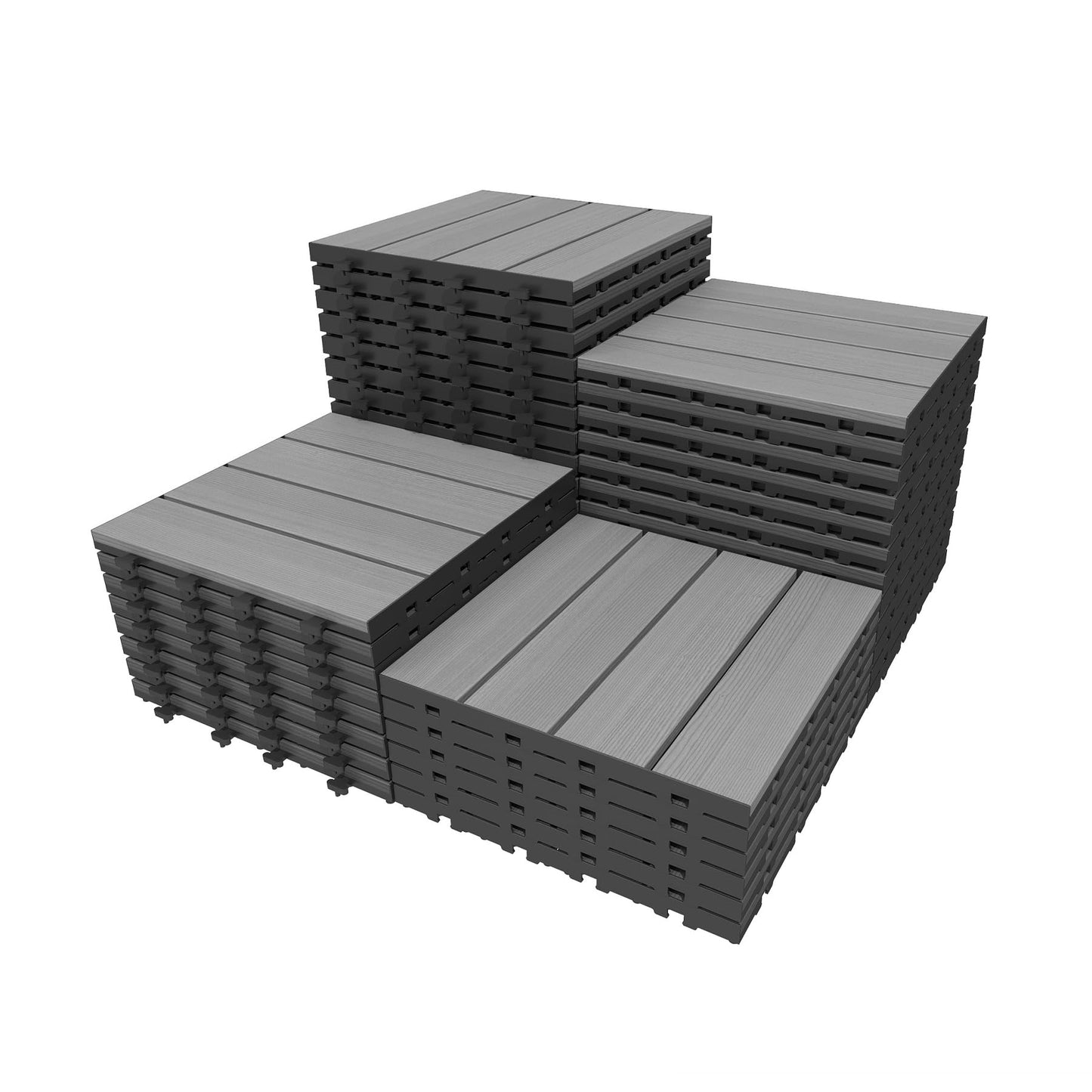 44 Pcs Interlocking Deck Tiles, 12" x 12" HDPE Outdoor Flooring
