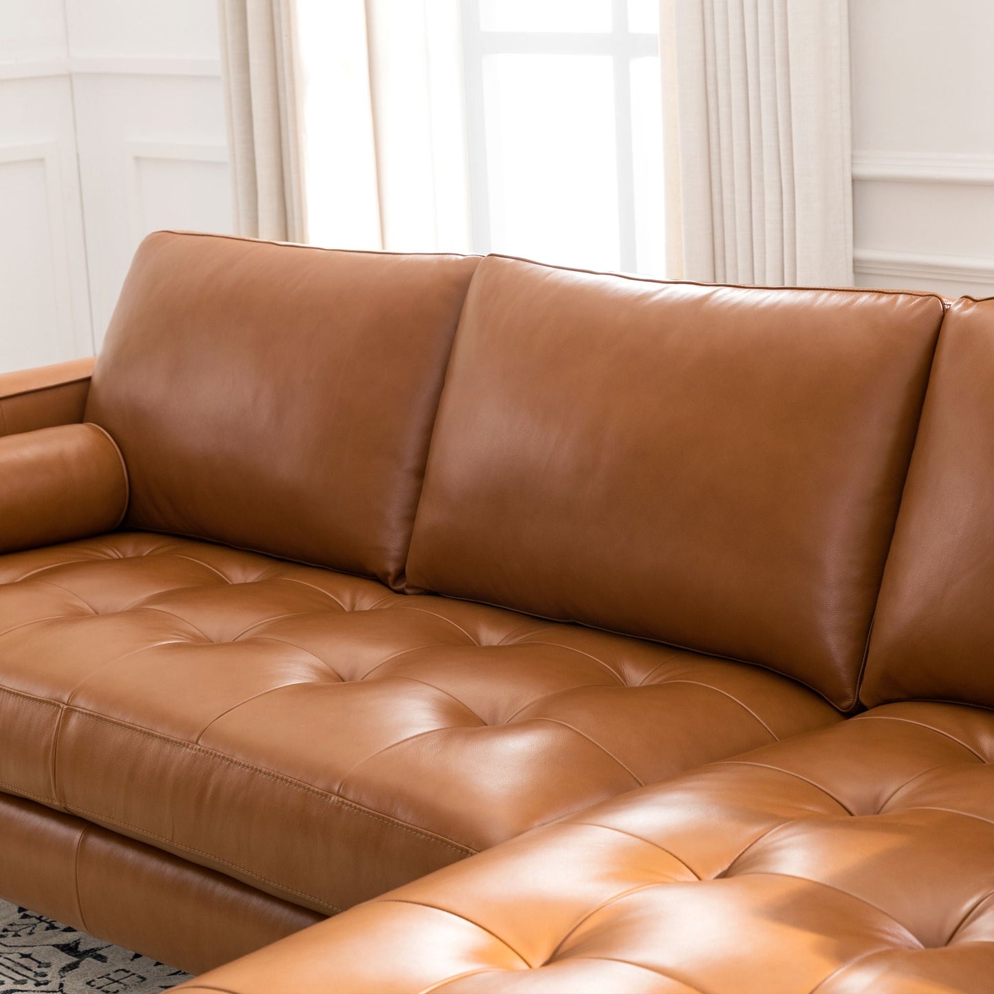 Mid-Century Tufted Sectional With Reversible Chaise