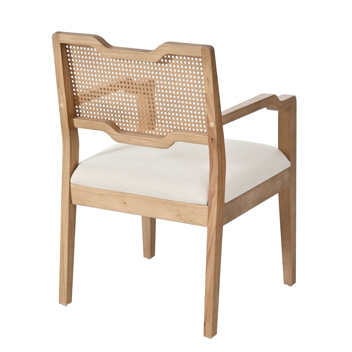 Farmhouse Dining Chairs Set of 2 with Upholstered Seats and Rattan Backrest
