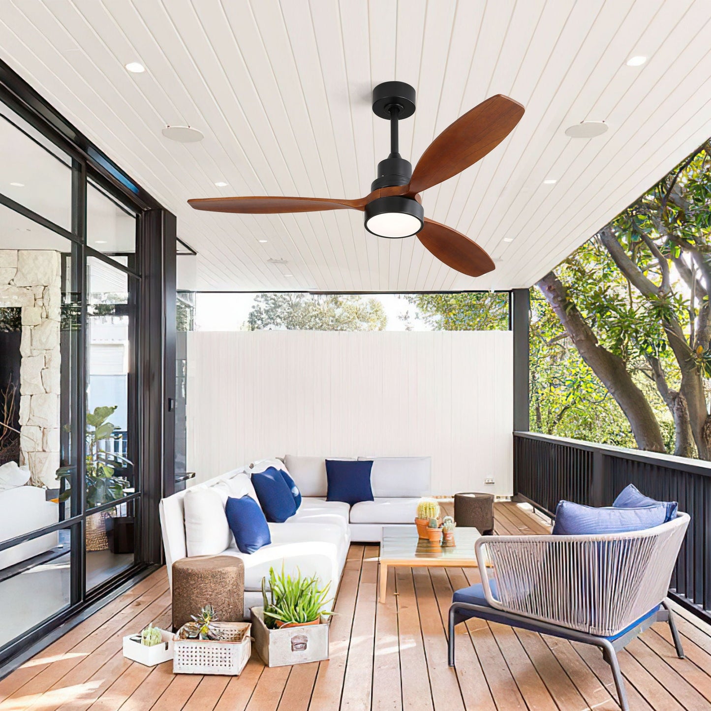 Ceiling Fan With Reversible DC Motor, LED Light, Solid Blades, Remote Control