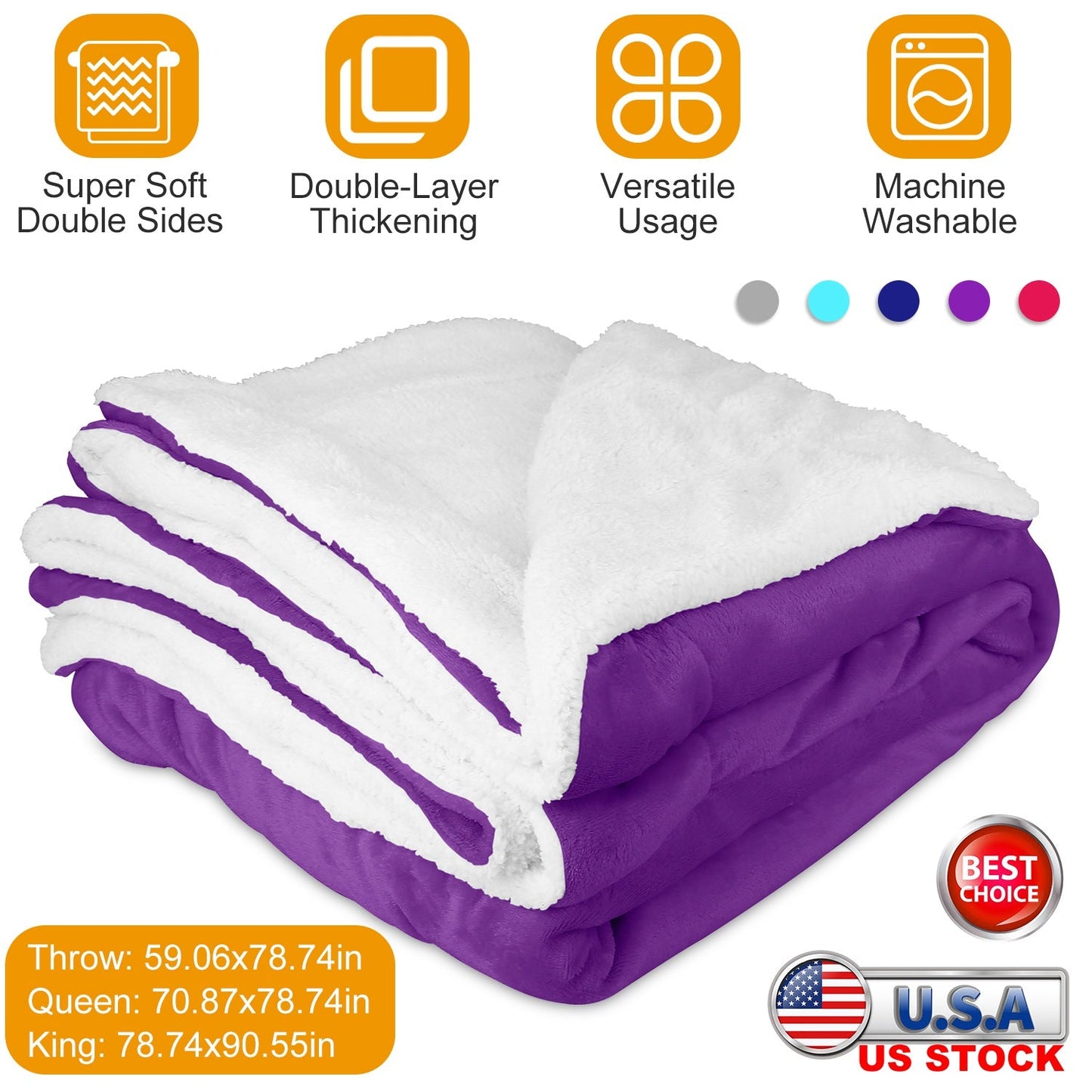 Fleece Throw Blanket - Double-Sided Soft Microfiber Polyester