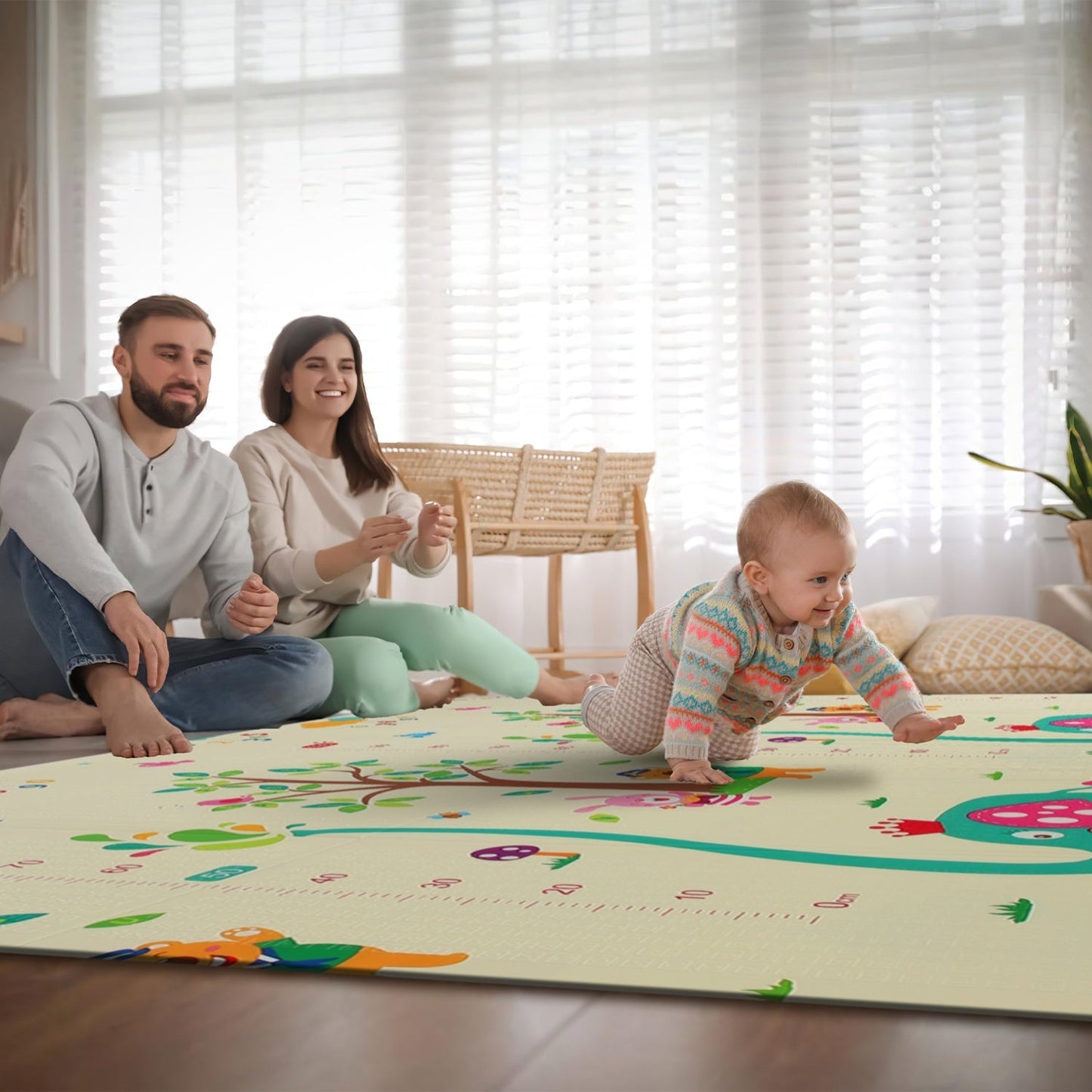 5.9x6.5FT Foldable Baby Play Mat Extra Large Waterproof Activity Playmat For Floor With Carrying Bag Reversible Foam Baby Mat For Babies Toddlers Infa