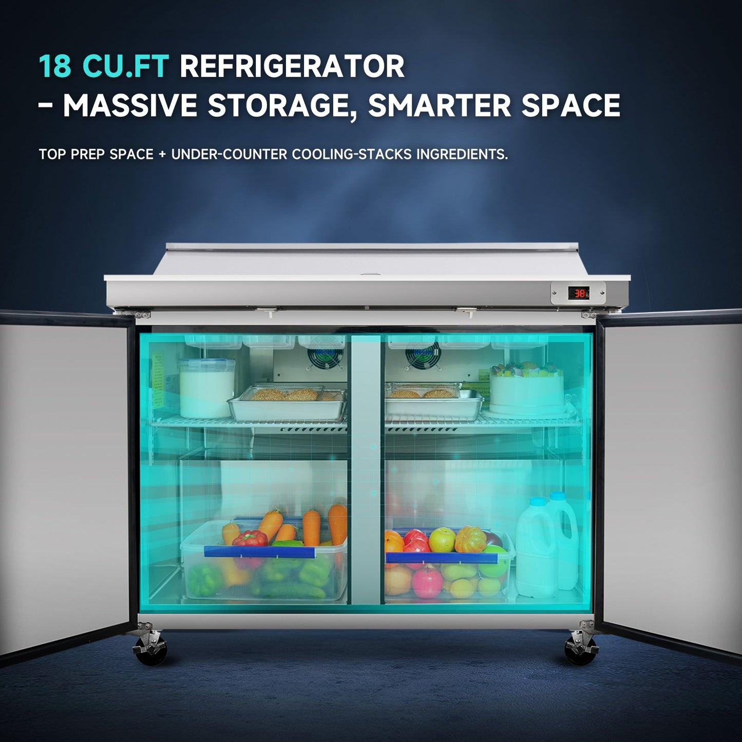 Orikool 60 In Commercial Refrigerators Sandwich & Salad Prep Table