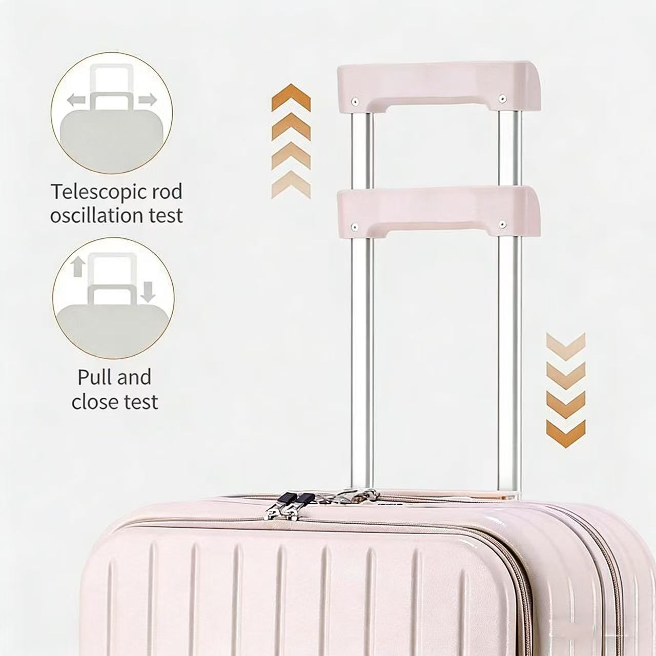 Front Opening Luggage Compartment With Front Open Tray And 20 Inch Cabin, Expandable Folding Cup Holder, Hidden Phone Holder, Dual USB Chargers. Travel Carrier