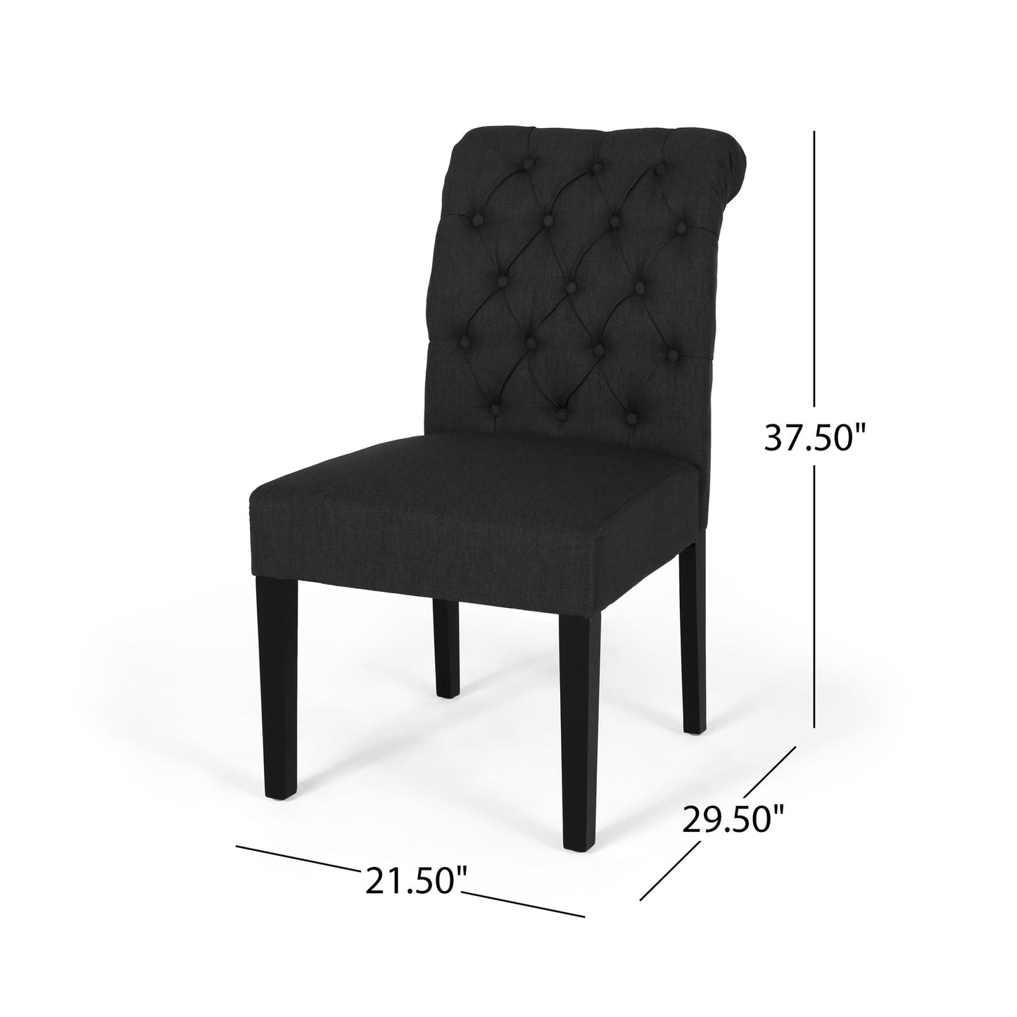 Broxton Tuft Dining Rolltop Chairs With Button Tufted Backrest (Set of 2)