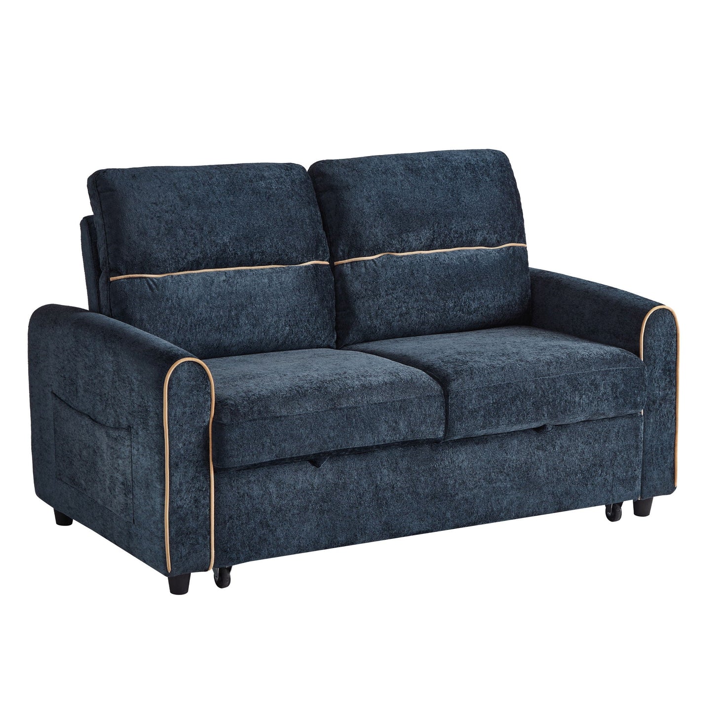 Pull Out Sofa Bed With Adjustable 3 Position Backrest, USB Charging Ports, Side Pockets