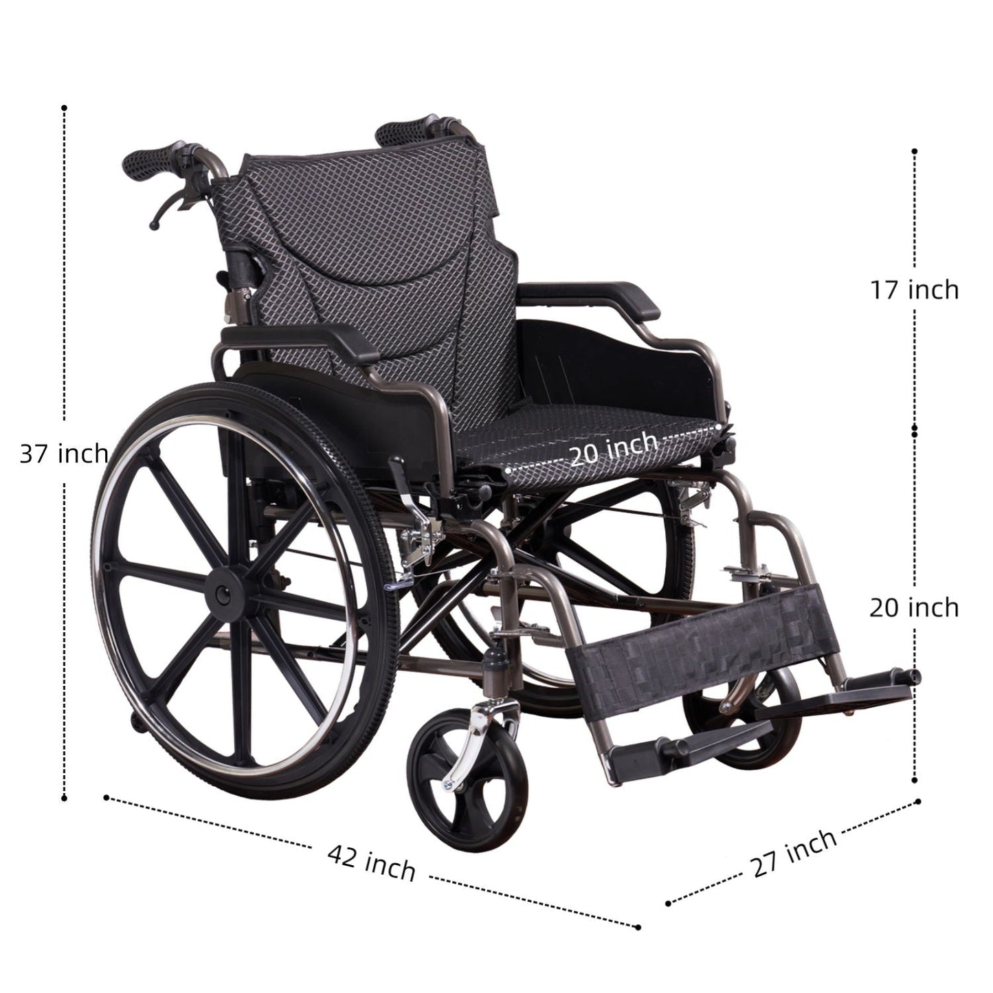 Heavy-Duty Manual Wheelchair for Adults with Double X Force Support