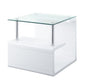 Nevaeh - End Table - Clear Glass Top & White High Gloss