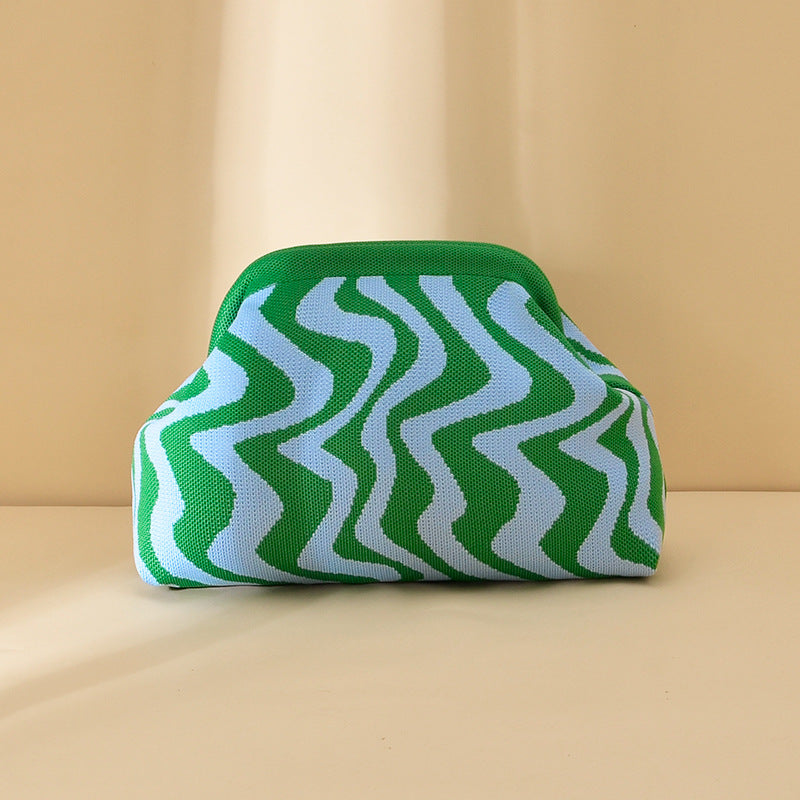 Womens Knitted Bag Striped Clutch