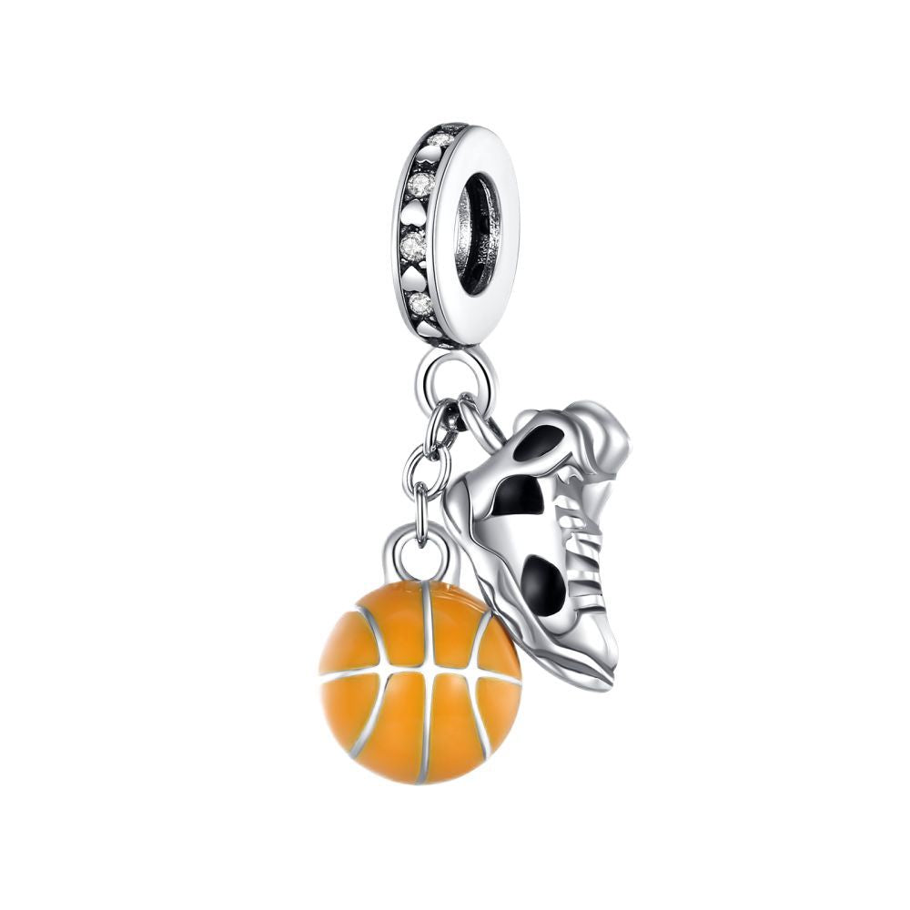 Sports-themed Volleyball And Basketball DIY Silver-plated Pendants