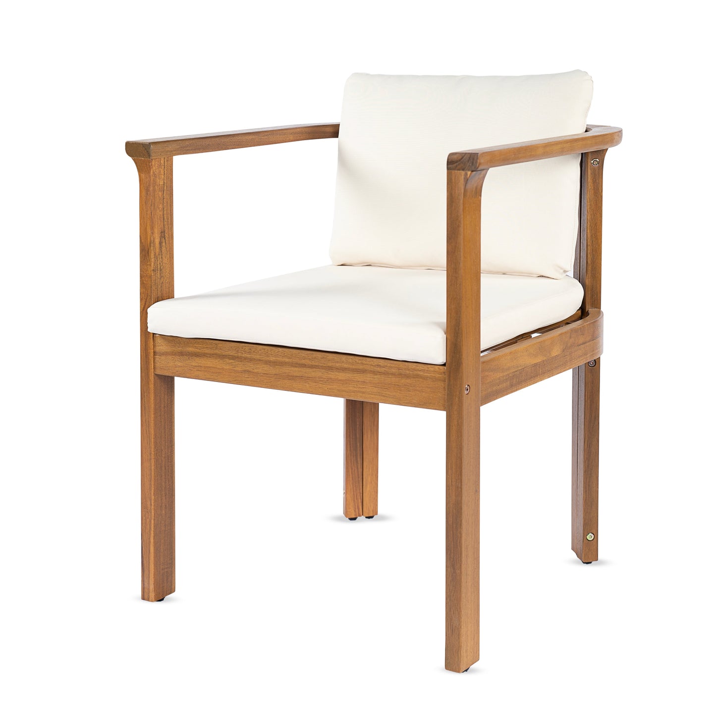 Outdoor Dining Chair Set of 2 with Curved Acacia Wood Arms