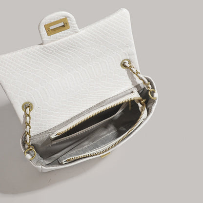 Small square crossbody purse, chain shoulder bag, fashionable snake pattern crossbody small square bag