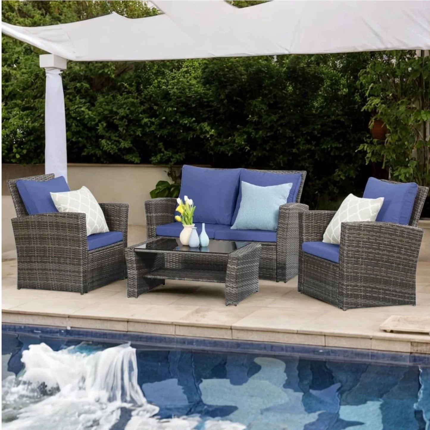 Modern Patio Set With Table And Cushions