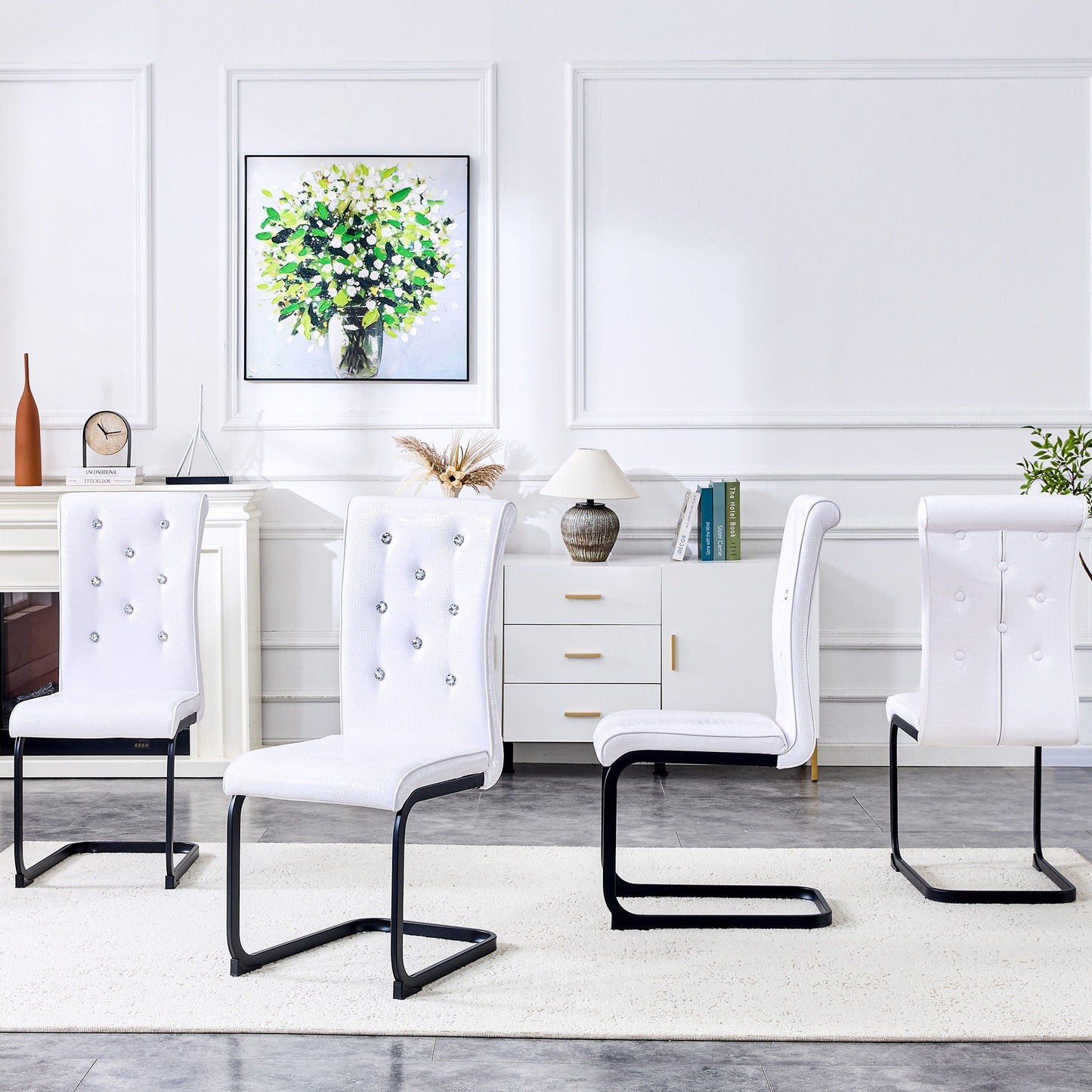 Alligator Skin Upholstered Dining Chairs