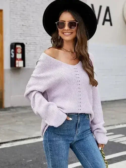 V-Neck Rib-Knit Top - Comfort Women's Shirt | Femstylo