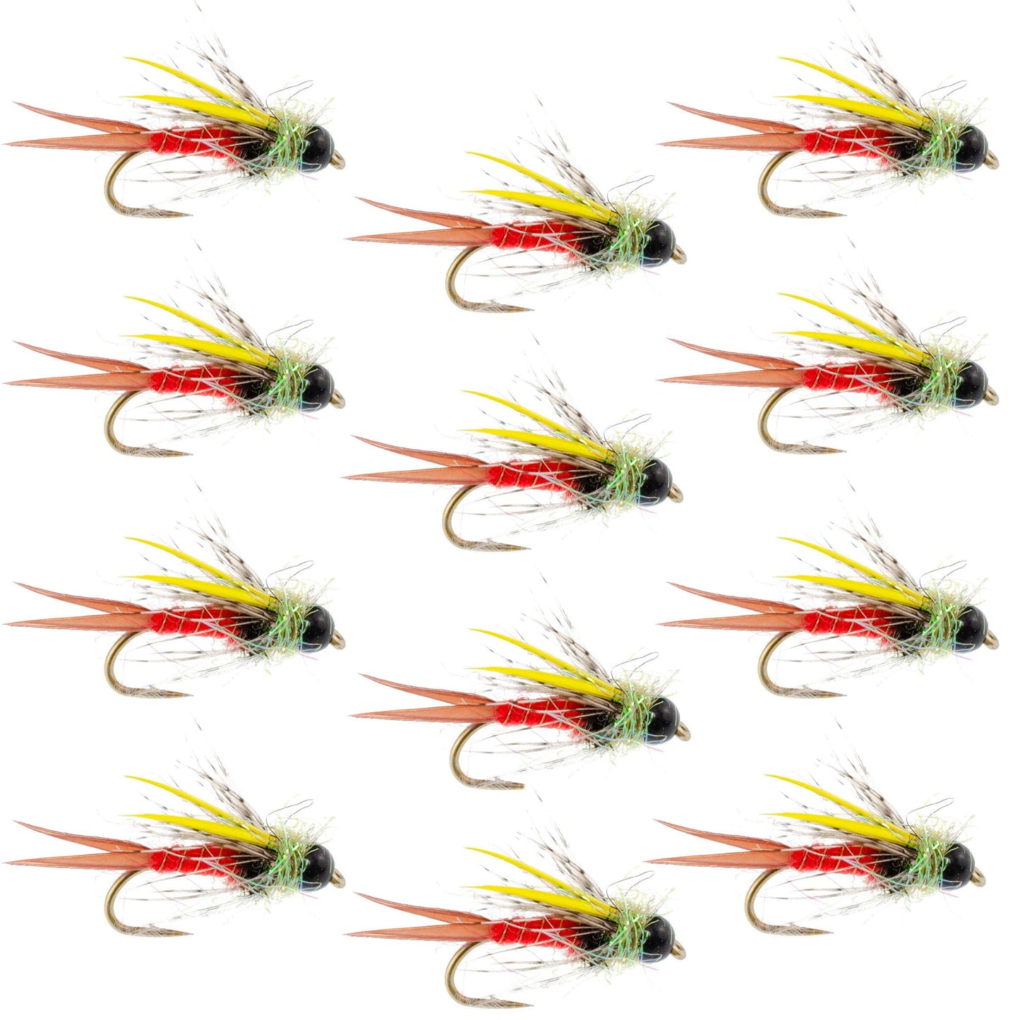 Tungsten Bead Head Nicks Prince Special Nymph Fishing Flies - 12 Flies Hook Size 14