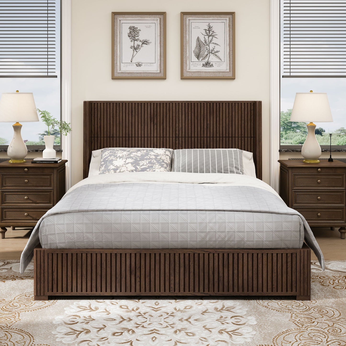 Platform Bed Frame With Headboard, Floor Standing Design