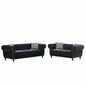Chesterfield 3 And 2 Seater Upholstery Sofa With Roll Armrest & Nailhead Fabric Couch