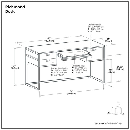 Richmond - Desk - Rustic Natural Aged Brown