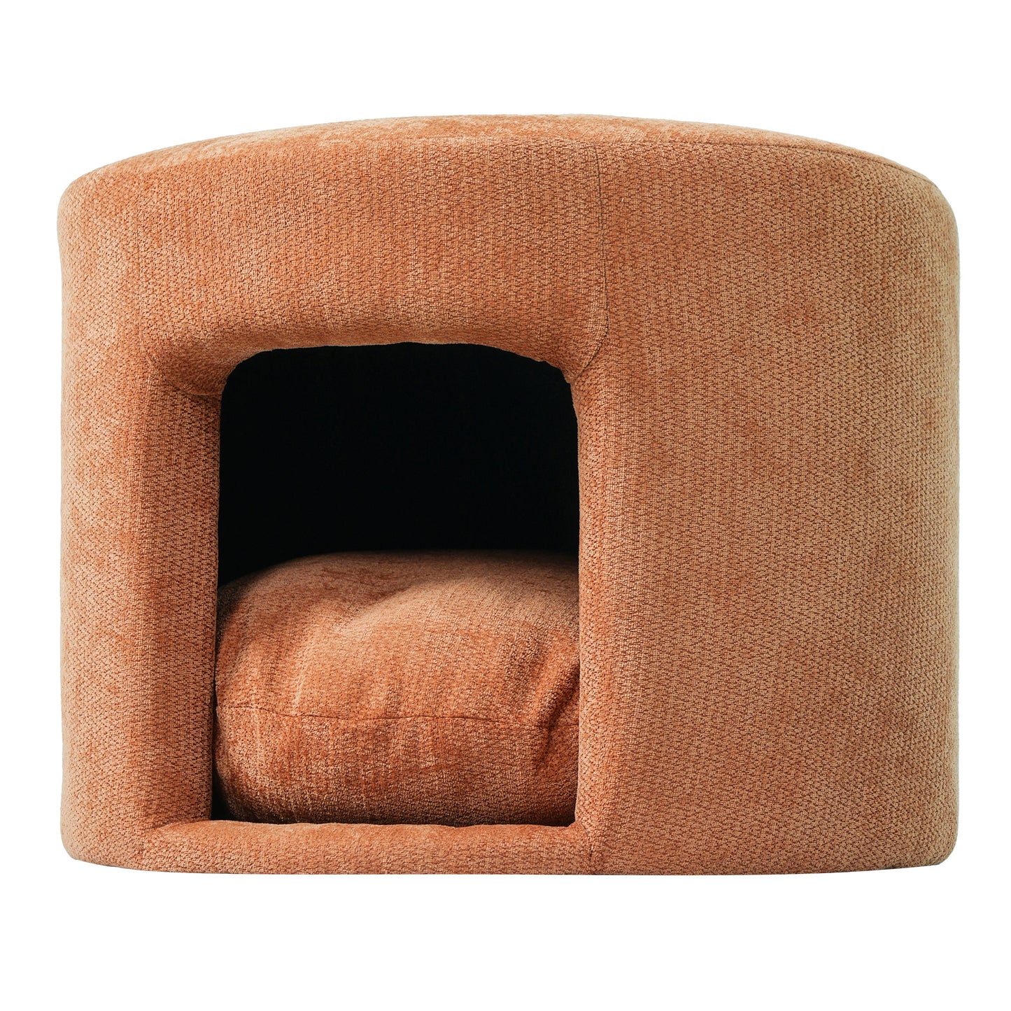 Orange Pet Friendly Ottoman with Removable Pet Cushion and Hidden Pet Nook