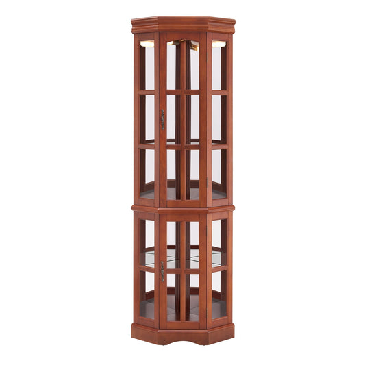 Corner Curio Cabinet With 5 Shelves And Lighting System